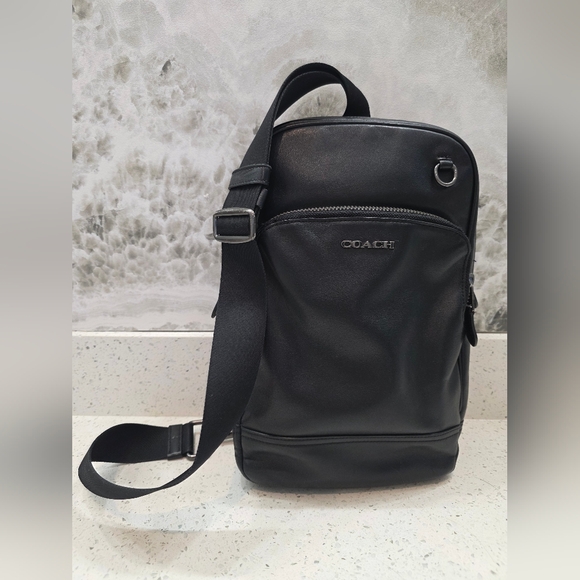 Coach Black Leather Unisex And/or Men's Bag - Gunmetal - Picture 2 of 15